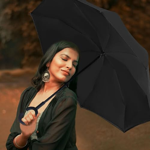 LLanxiry Umbrella, Inverted Reverse Upside Down Umbrellas with C-Shaped Handle, Anti-UV Waterproof Rain Umbrella for Women and Men - 3