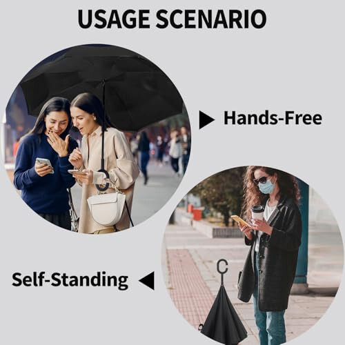 LLanxiry Umbrella, Inverted Reverse Upside Down Umbrellas with C-Shaped Handle, Anti-UV Waterproof Rain Umbrella for Women and Men - 7