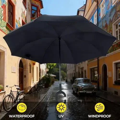 LLanxiry Windproof Inverted Umbrella, Large Reverse Umbrellas for Rain with C-shaped Handle Big Upside Down Inside Out Umbrella for Women & Men - 4