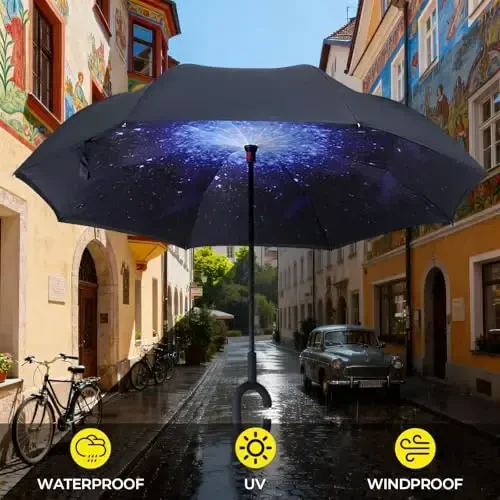 LLanxiry Windproof Inverted Umbrella, Large Reverse Umbrellas for Rain with C-shaped Handle Big Upside Down Inside Out Umbrella for Women & Men - 4