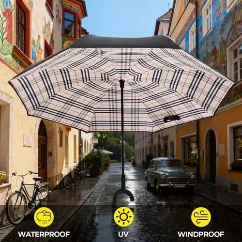 LLanxiry Windproof Inverted Umbrella, Large Reverse Umbrellas for Rain with C-shaped Handle Big Upside Down Inside Out Umbrella for Women & Men - 4