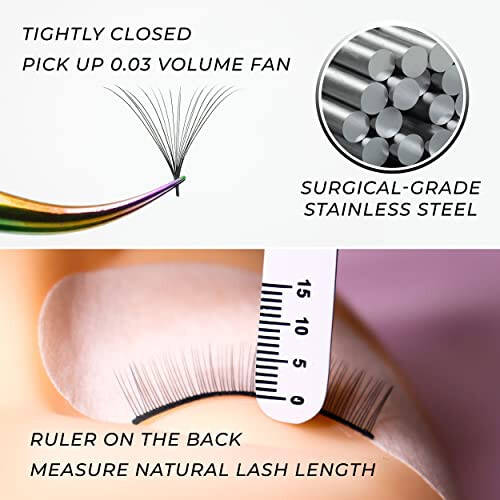 LLBA Kirpik Penses Professional Volume False Lash Application Tool | Ko'p shakl va maqsadlar uchun penses | Hajm, izolyatsiya va klassik kirpiklar uchun sirpanmaydigan ushlagichli penses (Galaxy, Give Me the D Mega Volume) - 4