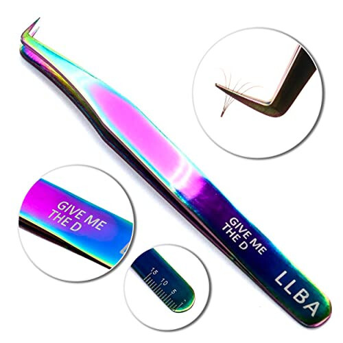 LLBA Lash Tweezer Professional Volume False Lash Application Tool | Multi Shapes & Purposes Tweezers | Non-Slip Grip Tweezers for Volume, Isolation & Classic Lashes (Galaxy, Give Me the D Mega Volume) - 2