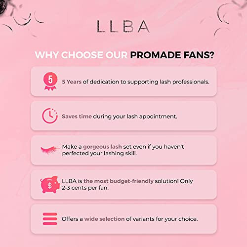 LLBA Promade Mix 1500 Fans | Handmade Volume Eyelashes | Multi Selections From 5D To 12D | C CC D Curl | Thickness 0.03~0.1 mm | 9-18mm Length | Long Lasting | Easy Application 5D-0.07 CC 9-14mm - 4