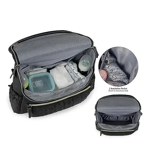 Lmbabter Diaper Bag Backpack Convertible Messenger Bag Travel Backpack Maternity Bags Stylish Baby Bag with Changing Pad for Mom (Black) - 2