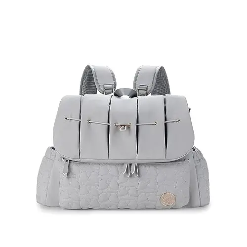 Lmbabter Diaper Bag Backpack Convertible Messenger Bag Travel Backpack Maternity Bags Stylish Baby Bag with Changing Pad for Mom (Gray) 