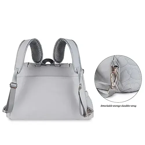 Lmbabter Diaper Bag Backpack Convertible Messenger Bag Travel Backpack Maternity Bags Stylish Baby Bag with Changing Pad for Mom (Gray) - 6