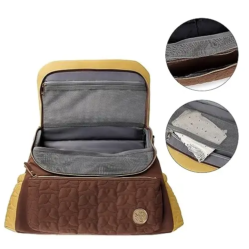 Lmbabter Diaper Bag Backpack Convertible Messenger Bag Travel Backpack Maternity Bags Stylish Baby Bag with Changing Pad for Mom (Brown) - 3