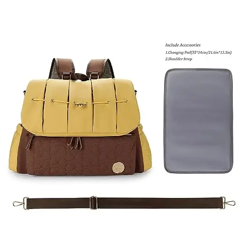 Lmbabter Diaper Bag Backpack Convertible Messenger Bag Travel Backpack Maternity Bags Stylish Baby Bag with Changing Pad for Mom (Brown) - 5