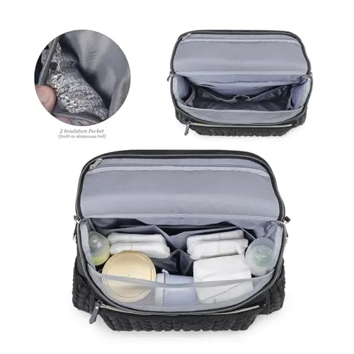 Lmbabter Diaper Bag Backpack Messenger Bag Travel Backpack Maternity Bags Stylish Baby Bag with Changing Pad for Mom (Black B) - LMBABTER (1)