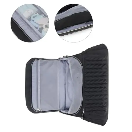 Lmbabter Diaper Bag Backpack Messenger Bag Travel Backpack Maternity Bags Stylish Baby Bag with Changing Pad for Mom (Black B) - 3