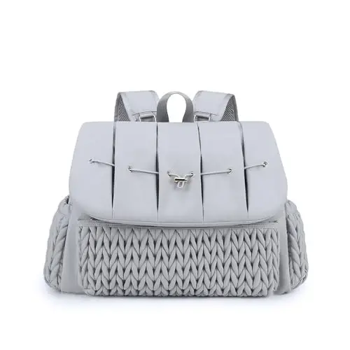 Lmbabter Diaper Bag Backpack Messenger Bag Travel Backpack Maternity Bags Stylish Baby Bag with Changing Pad for Mom (Grey B) - LMBABTER
