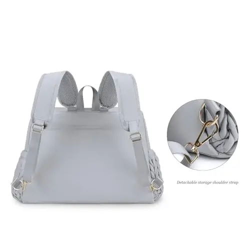 Lmbabter Diaper Bag Backpack Messenger Bag Travel Backpack Maternity Bags Stylish Baby Bag with Changing Pad for Mom (Grey B) - 6