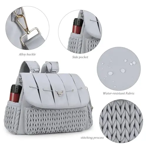 Lmbabter Diaper Bag Backpack Messenger Bag Travel Backpack Maternity Bags Stylish Baby Bag with Changing Pad for Mom (Grey B) - 2