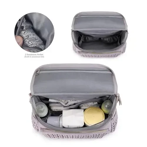 Lmbabter Diaper Bag Backpack Messenger Bag Travel Backpack Maternity Bags Stylish Baby Bag with Changing Pad for Mom (Purple) - 5