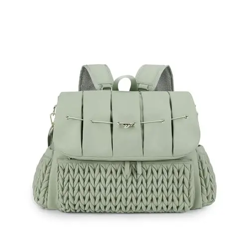Lmbabter Diaper Bag Backpack Messenger Bag Travel Backpack Maternity Bags Stylish Baby Bag with Changing Pad for Mom (Green) 