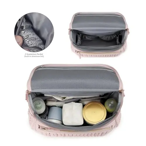 Lmbabter Diaper Bag Backpack Messenger Bag Travel Backpack Maternity Bags Stylish Baby Bag with Changing Pad for Mom (Pink) - 5