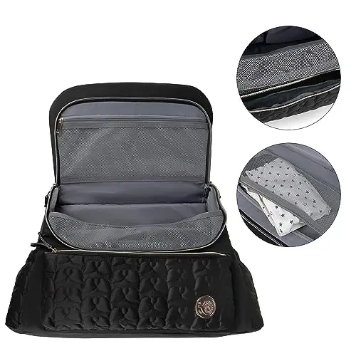 Lmbabter Diaper Bag Backpack Convertible Messenger Bag Travel Backpack Maternity Bags Stylish Baby Bag with Changing Pad for Mom (Black) - 3