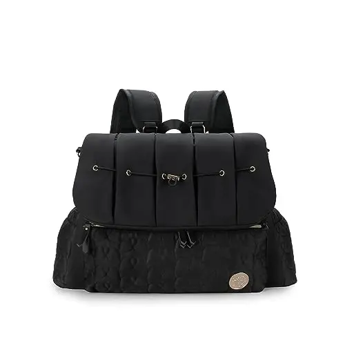 Lmbabter Diaper Bag Backpack Convertible Messenger Bag Travel Backpack Maternity Bags Stylish Baby Bag with Changing Pad for Mom (Black) 