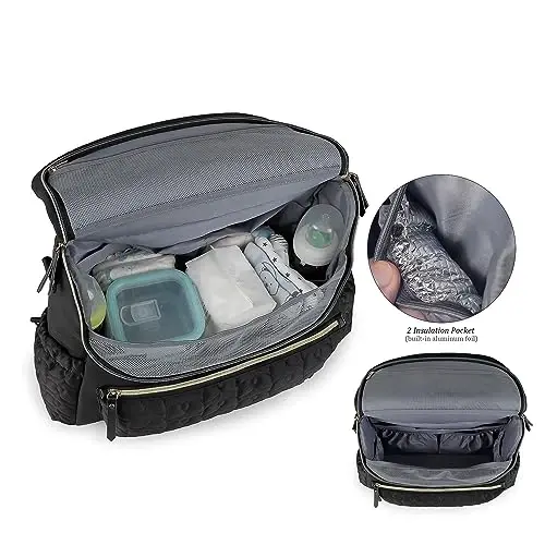 Lmbabter Diaper Bag Backpack Convertible Messenger Bag Travel Backpack Maternity Bags Stylish Baby Bag with Changing Pad for Mom (Black) - LMBABTER (1)