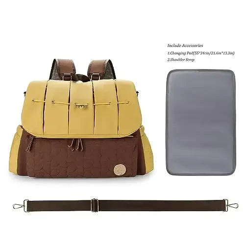 Lmbabter Diaper Bag Backpack Convertible Messenger Bag Travel Backpack Maternity Bags Stylish Baby Bag with Changing Pad for Mom (Brown) - 5