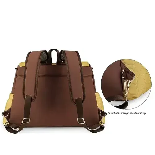 Lmbabter Diaper Bag Backpack Convertible Messenger Bag Travel Backpack Maternity Bags Stylish Baby Bag with Changing Pad for Mom (Brown) - 6