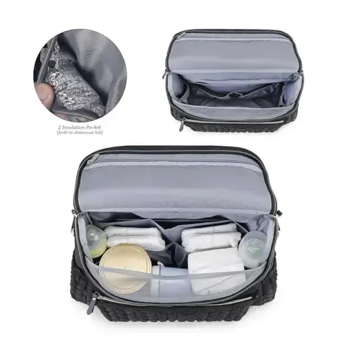 Lmbabter Diaper Bag Backpack Messenger Bag Travel Backpack Maternity Bags Stylish Baby Bag with Changing Pad for Mom (Black B) - 2