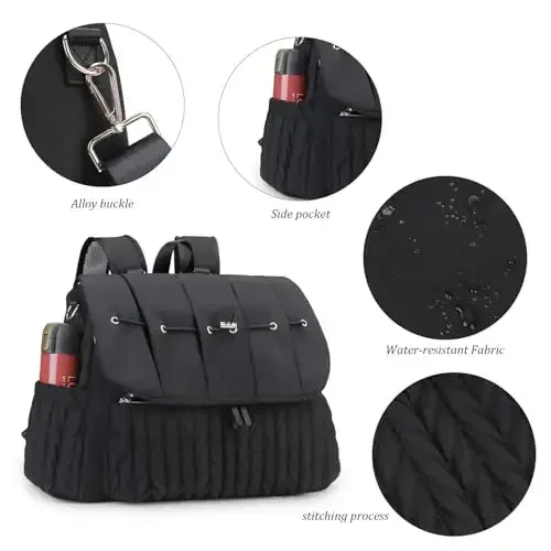 Lmbabter Diaper Bag Backpack Messenger Bag Travel Backpack Maternity Bags Stylish Baby Bag with Changing Pad for Mom (Black B) - 4