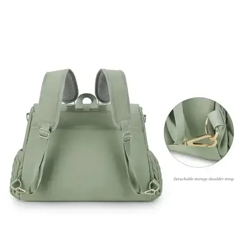 Lmbabter Diaper Bag Backpack Messenger Bag Travel Backpack Maternity Bags Stylish Baby Bag with Changing Pad for Mom (Green) - 3