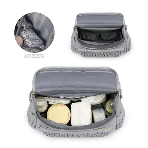 Lmbabter Diaper Bag Backpack Messenger Bag Travel Backpack Maternity Bags Stylish Baby Bag with Changing Pad for Mom (Grey B) - 3