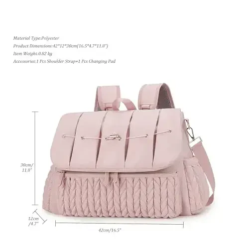 Lmbabter Diaper Bag Backpack Messenger Bag Travel Backpack Maternity Bags Stylish Baby Bag with Changing Pad for Mom (Pink) - 4