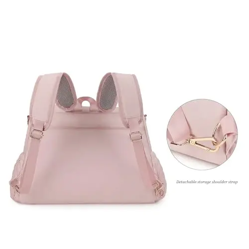 Lmbabter Diaper Bag Backpack Messenger Bag Travel Backpack Maternity Bags Stylish Baby Bag with Changing Pad for Mom (Pink) - 3
