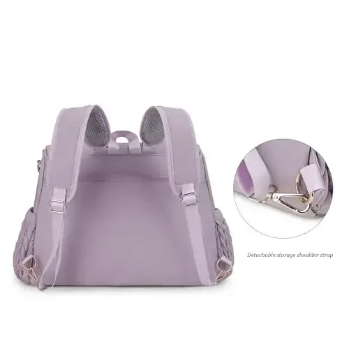 Lmbabter Diaper Bag Backpack Messenger Bag Travel Backpack Maternity Bags Stylish Baby Bag with Changing Pad for Mom (Purple) - 3
