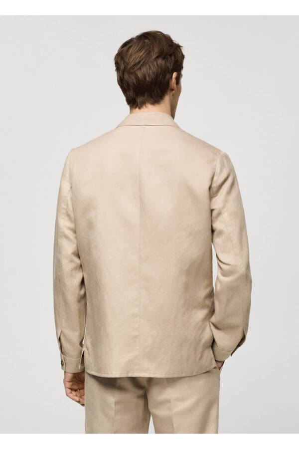 Льняная рубашка-жакет из лиоцелла с карманами - 4