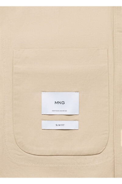 Льняная рубашка-жакет из лиоцелла с карманами - 5