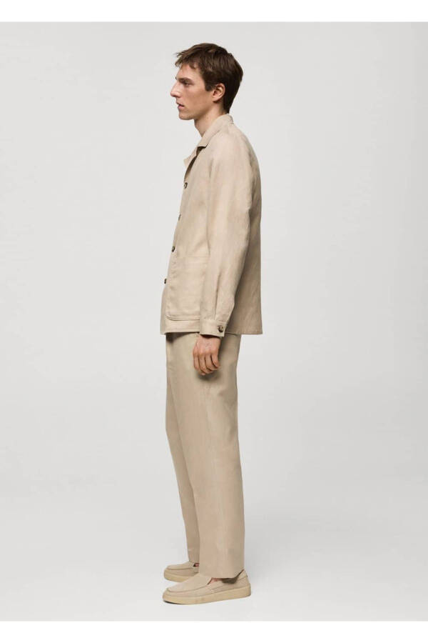 Льняная рубашка-жакет из лиоцелла с карманами - 8