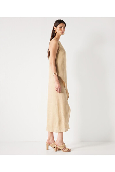 Льняное платье с бамбуковыми аксессуарами. - İPEKYOL (1)