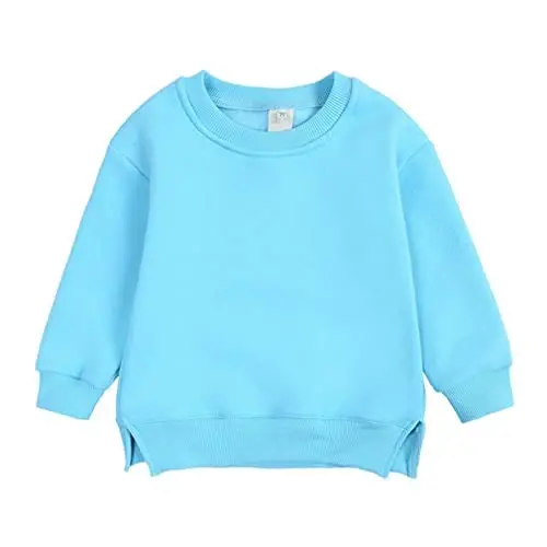 LNICAER Toddler Kids Baby Boys Girls Crewneck Pullover Sweatshirt Fleece Solid Color Coat Warm Fall Winter Clothes - 1