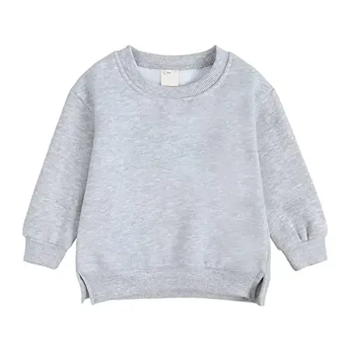 LNICAER Toddler Kids Baby Boys Girls Crewneck Pullover Sweatshirt Fleece Solid Color Coat Warm Fall Winter Clothes 