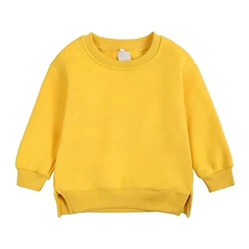 LNICAER Toddler Kids Baby Boys Girls Crewneck Pullover Sweatshirt Fleece Solid Color Coat Warm Fall Winter Clothes - 1