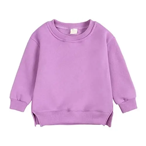 LNICAER Toddler Kids Baby Boys Girls Crewneck Pullover Sweatshirt Fleece Solid Color Coat Warm Fall Winter Clothes 