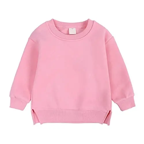 LNICAER Toddler Kids Baby Boys Girls Crewneck Pullover Sweatshirt Fleece Solid Color Coat Warm Fall Winter Clothes - 1