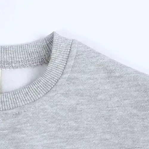 LNICAER Toddler Kids Baby Boys Girls Crewneck Pullover Sweatshirt Fleece Solid Color Coat Warm Fall Winter Clothes - 4