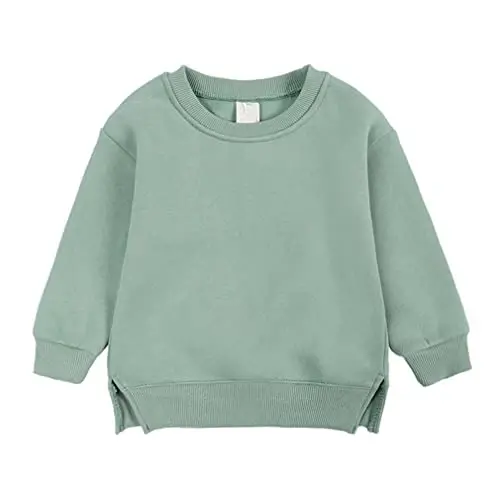 LNICAER Toddler Kids Baby Boys Girls Crewneck Pullover Sweatshirt Fleece Solid Color Coat Warm Fall Winter Clothes 