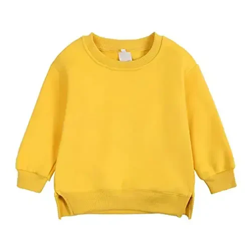 LNICAER Toddler Kids Baby Boys Girls Crewneck Pullover Sweatshirt Fleece Solid Color Coat Warm Fall Winter Clothes - LNICEAR