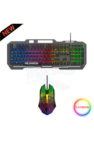 LOBO Rainbow Gamer Klaviatura va Sichqoncha To'plami USB Kirishli Simli 2ta 1 Gaming To'plami - 1