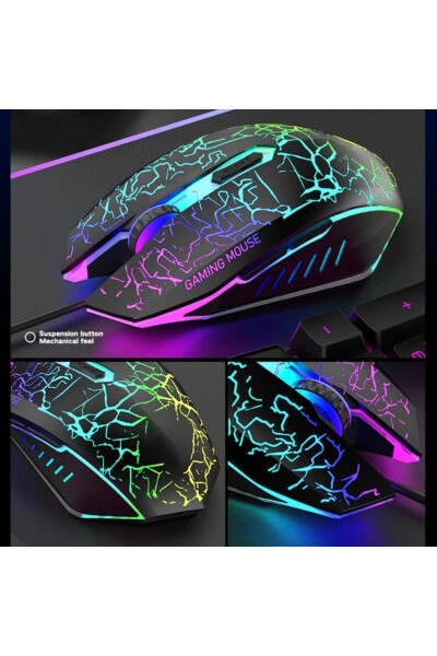 LOBO Rainbow Gaming Keyboard Mouse Set Wired USB 2-in-1 Gaming Set - 6