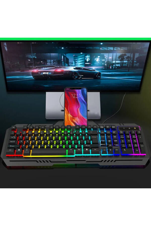 LOBO Rainbow Oyuncu Klavye Mouse Seti Usb Girişli Kablolu 2İN1 Gaming Set - 5