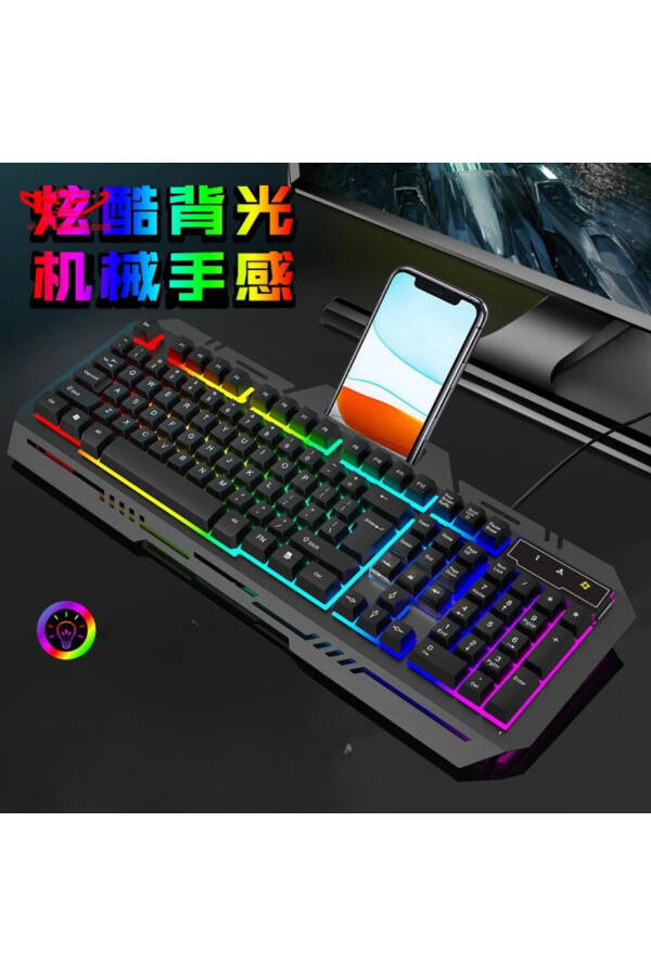 LOBO Rainbow Oyuncu Klavye Mouse Seti Usb Girişli Kablolu 2İN1 Gaming Set - 7