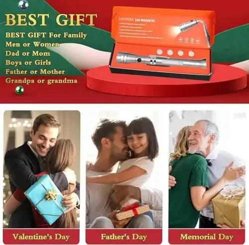 LOCONHA Магнитный захват с LED подсветкой, телескопический магнитный фонарик, классный гаджет, подарки на день рождения, подарки на Рождество для мужчин, мастера на все руки, мужа, парня, его, отца, папы (1 шт. Серебристый) - 6